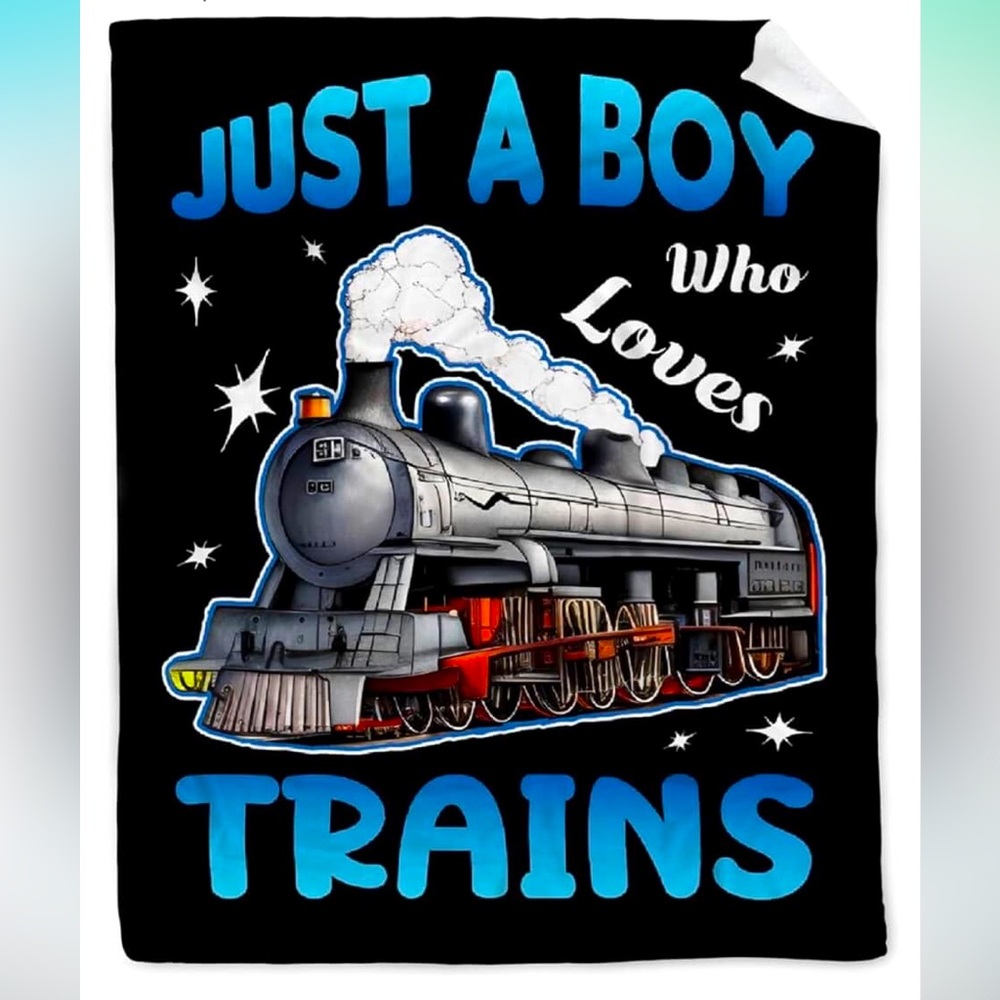 Just a Boy Who Loves Trains Soft Blanket